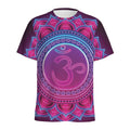 Purple And Teal Om Mandala Print Men's Athletic T-Shirt