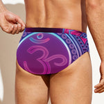 Purple And Teal Om Mandala Print Men's Swim Briefs