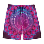 Purple And Teal Om Mandala Print Men's Swim Trunks