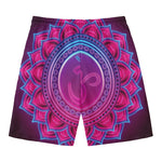 Purple And Teal Om Mandala Print Men's Swim Trunks