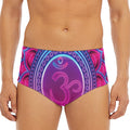 Purple And Teal Om Mandala Print Men's Triangle Swim Briefs