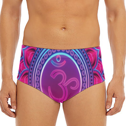 Purple And Teal Om Mandala Print Men's Triangle Swim Briefs
