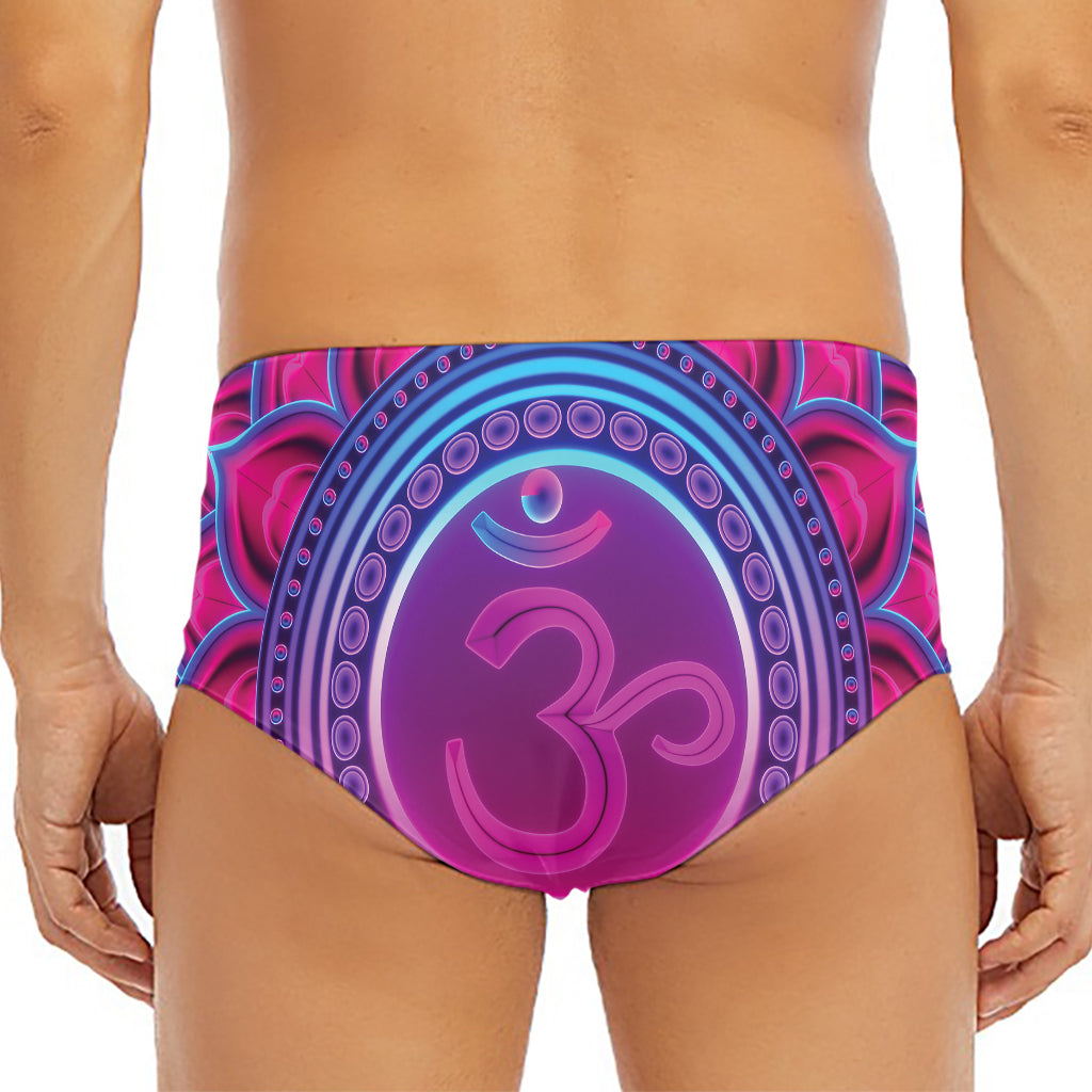 Purple And Teal Om Mandala Print Men's Triangle Swim Briefs