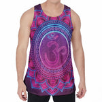 Purple And Teal Om Mandala Print Men's Velvet Tank Top