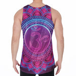 Purple And Teal Om Mandala Print Men's Velvet Tank Top