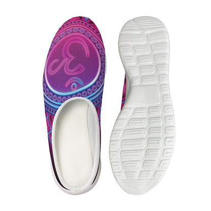 Purple And Teal Om Mandala Print Mesh Casual Shoes