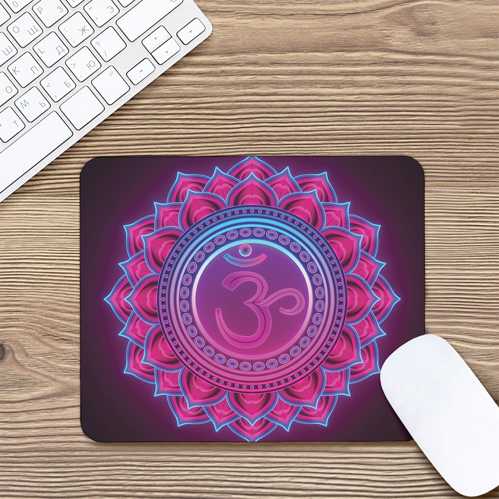 Purple And Teal Om Mandala Print Mouse Pad