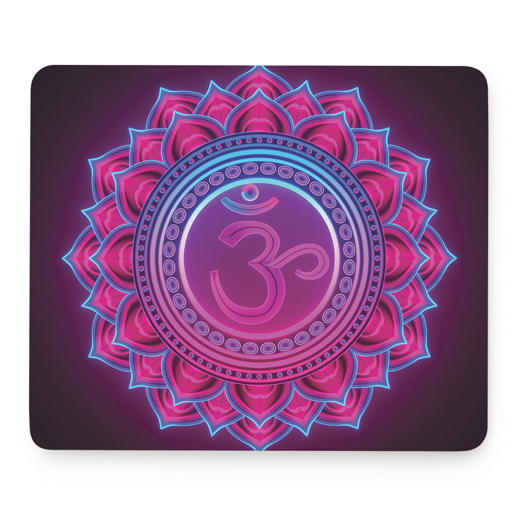 Purple And Teal Om Mandala Print Mouse Pad