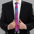 Purple And Teal Om Mandala Print Necktie