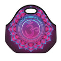 Purple And Teal Om Mandala Print Neoprene Lunch Bag