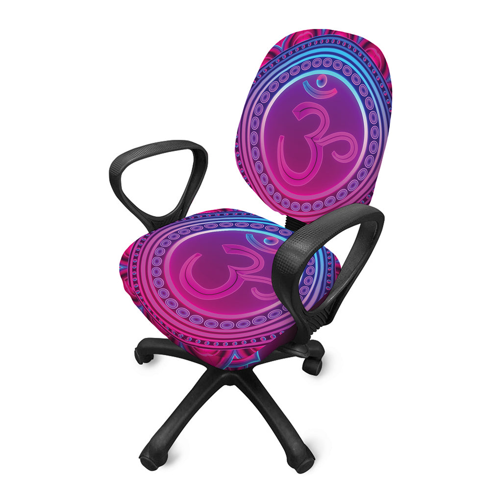 Purple And Teal Om Mandala Print Office Chair Cover