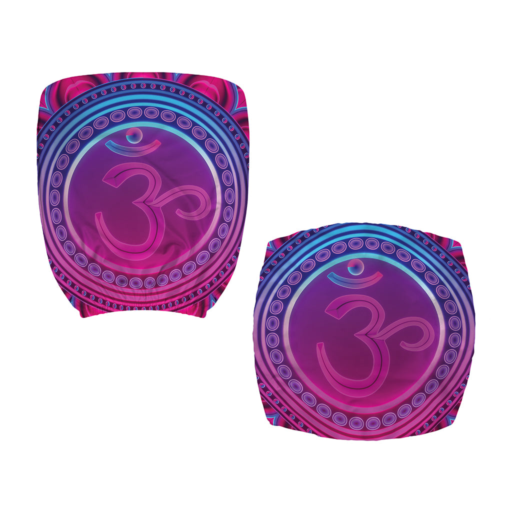 Purple And Teal Om Mandala Print Office Chair Cover