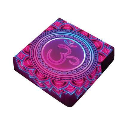 Purple And Teal Om Mandala Print Outdoor Seat Cushion Cover