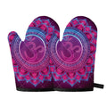 Purple And Teal Om Mandala Print Oven Mitts