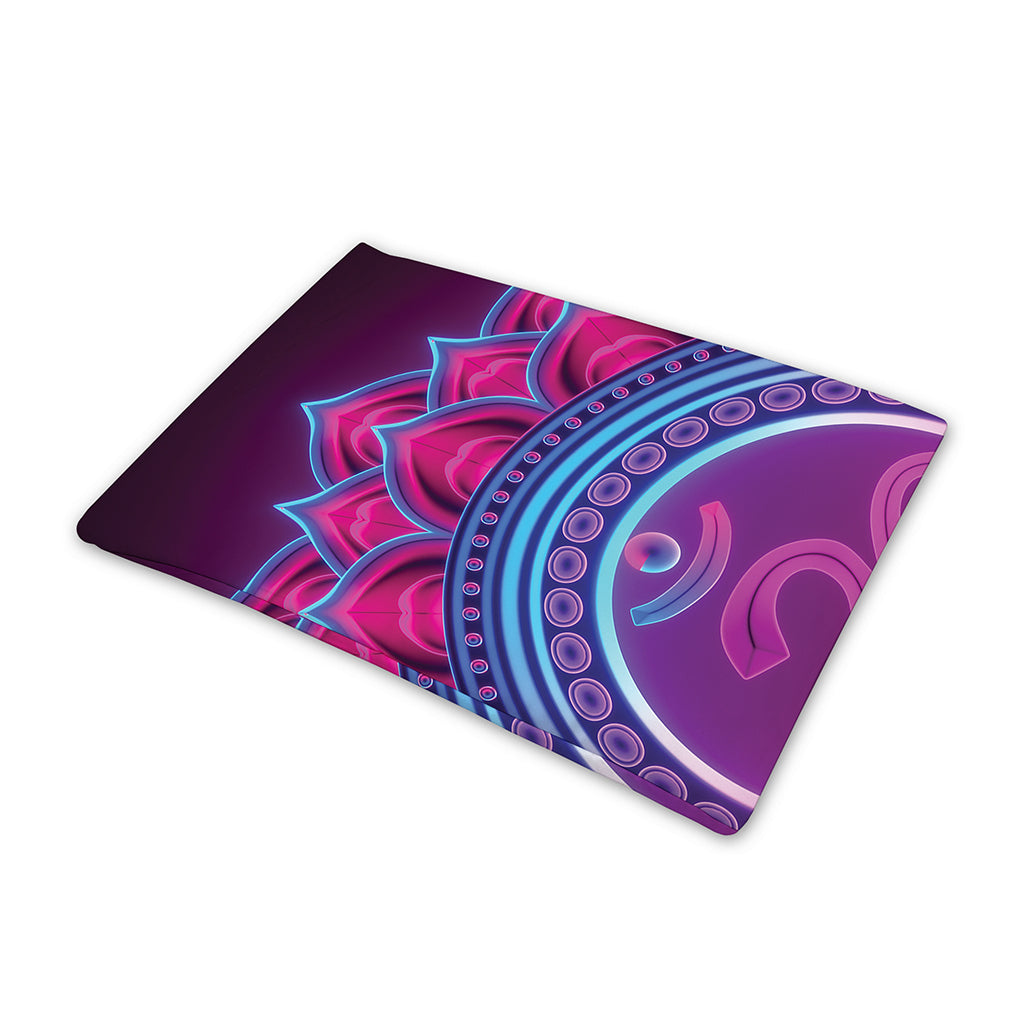 Purple And Teal Om Mandala Print Pet Cooling Mat Cover
