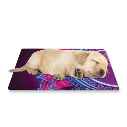 Purple And Teal Om Mandala Print Pet Cooling Mat Cover