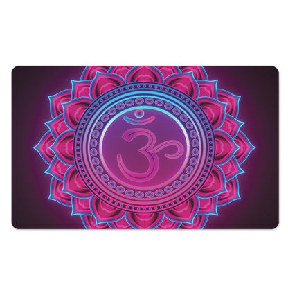 Purple And Teal Om Mandala Print Polyester Doormat