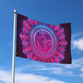 Purple And Teal Om Mandala Print Polyester Flag