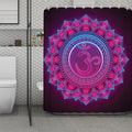 Purple And Teal Om Mandala Print Polyester Shower Curtain