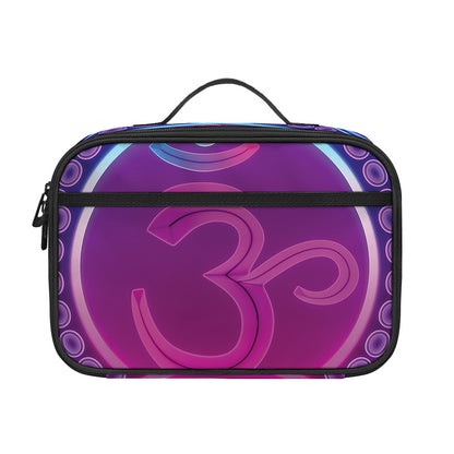 Purple And Teal Om Mandala Print Portable Lunch Bag