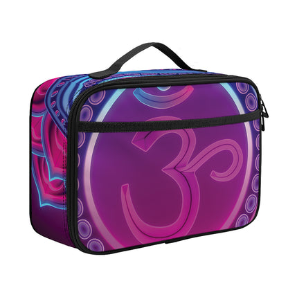 Purple And Teal Om Mandala Print Portable Lunch Bag
