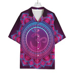 Purple And Teal Om Mandala Print Rayon Hawaiian Shirt