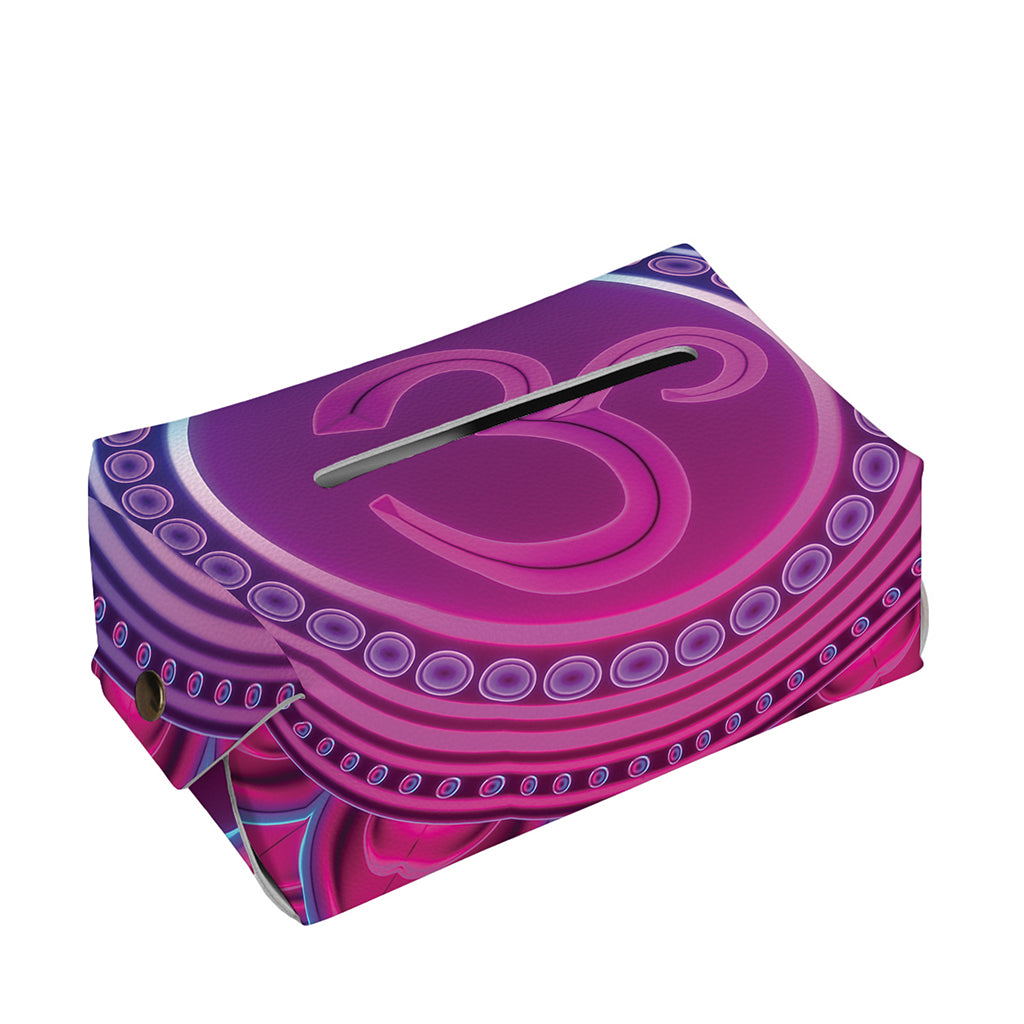 Purple And Teal Om Mandala Print Rectangle Tissue Box Cover