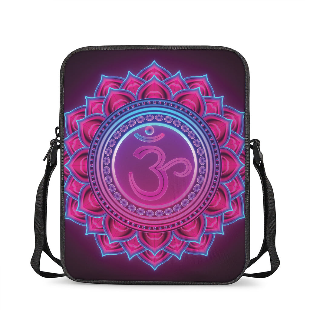 Purple And Teal Om Mandala Print Rectangular Crossbody Bag