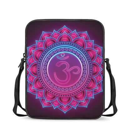 Purple And Teal Om Mandala Print Rectangular Crossbody Bag