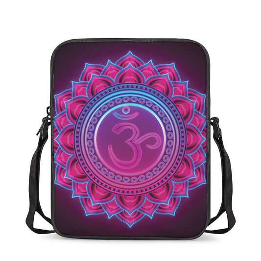 Purple And Teal Om Mandala Print Rectangular Crossbody Bag