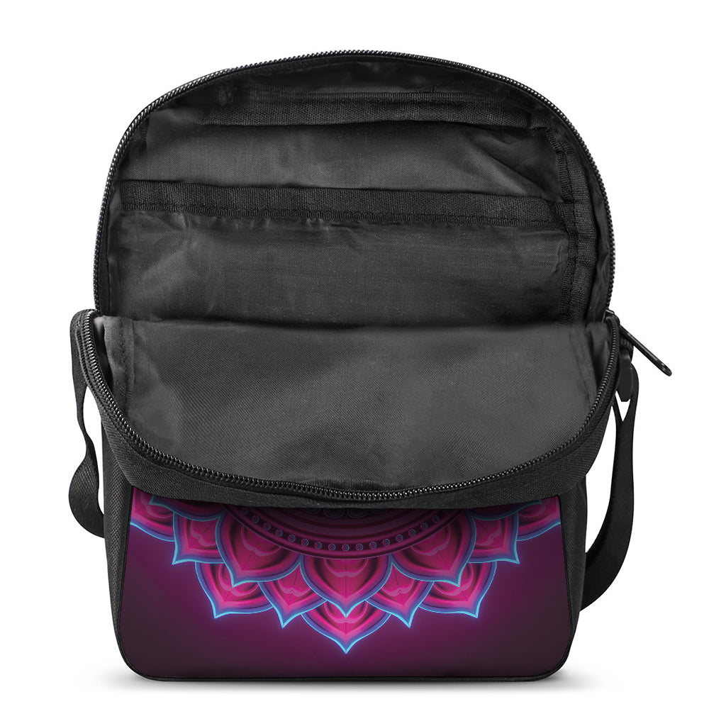 Purple And Teal Om Mandala Print Rectangular Crossbody Bag