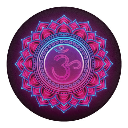 Purple And Teal Om Mandala Print Round Blanket