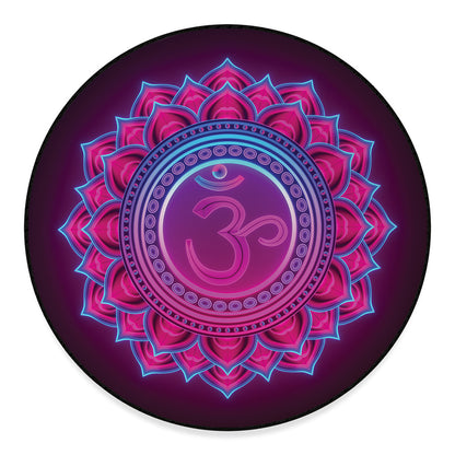 Purple And Teal Om Mandala Print Round Floor Mat