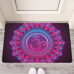 Purple And Teal Om Mandala Print Rubber Doormat