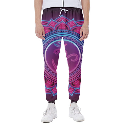 Purple And Teal Om Mandala Print Scuba Joggers