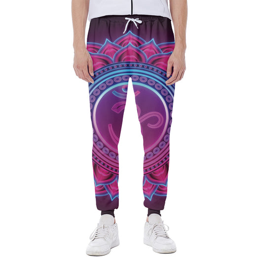 Purple And Teal Om Mandala Print Scuba Joggers