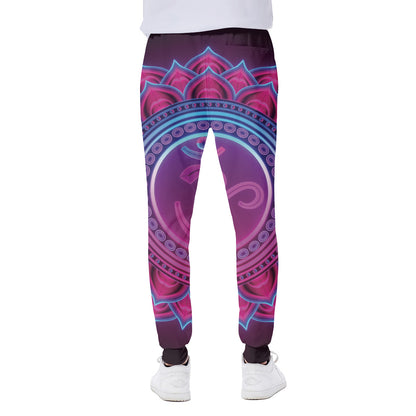 Purple And Teal Om Mandala Print Scuba Joggers