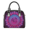 Purple And Teal Om Mandala Print Shoulder Handbag
