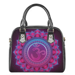 Purple And Teal Om Mandala Print Shoulder Handbag