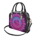 Purple And Teal Om Mandala Print Shoulder Handbag