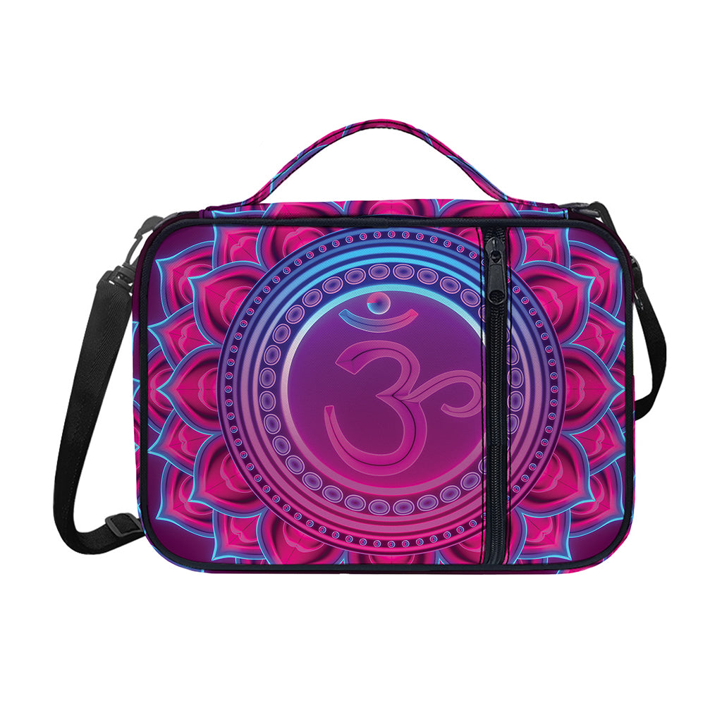 Purple And Teal Om Mandala Print Shoulder Strap Bible Bag