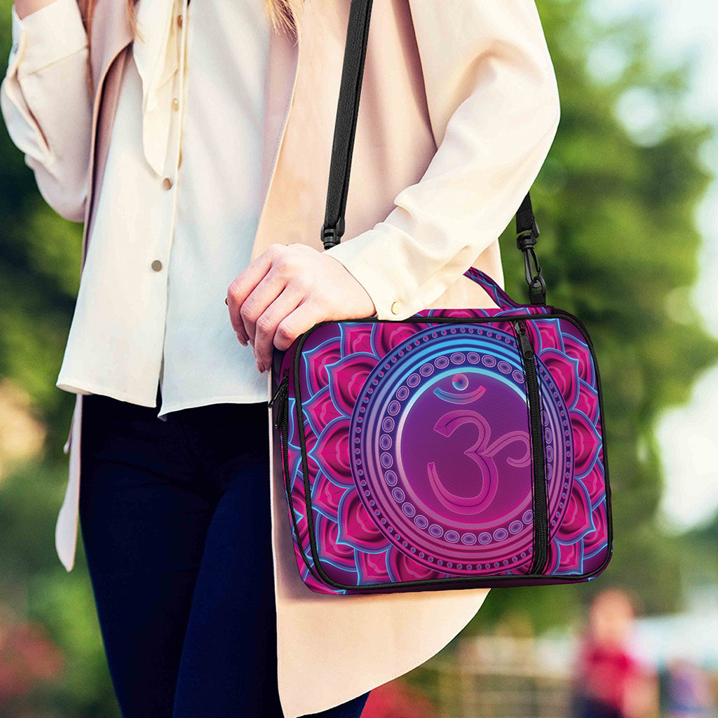Purple And Teal Om Mandala Print Shoulder Strap Bible Bag