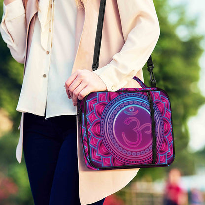 Purple And Teal Om Mandala Print Shoulder Strap Bible Bag