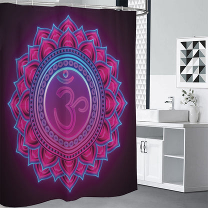 Purple And Teal Om Mandala Print Shower Curtain