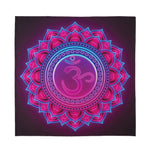 Purple And Teal Om Mandala Print Silk Bandana