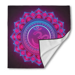 Purple And Teal Om Mandala Print Silk Bandana