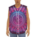 Purple And Teal Om Mandala Print Sleeveless Baseball Jersey
