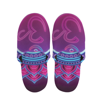 Purple And Teal Om Mandala Print Slippers