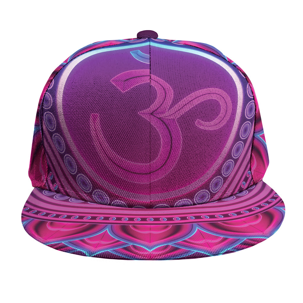 Purple And Teal Om Mandala Print Snapback Cap