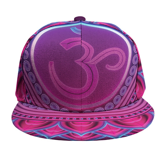 Purple And Teal Om Mandala Print Snapback Cap